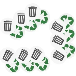 18 stk. genanvendelige miljømærker, affald, genbrug, selvklæbende, vandtætte etiketter til hjemmet og udendørs brug