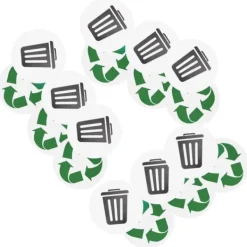 18 stk. genanvendelige miljømærker, affald, genbrug, selvklæbende, vandtætte etiketter til hjemmet og udendørs brug