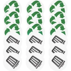 18 stk. genanvendelige miljømærker, affald, genbrug, selvklæbende, vandtætte etiketter til hjemmet og udendørs brug
