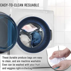 12 stk. genanvendelige net-snor indkøbsposer justerbar polyester snorpose frugt grøntsagsopbevaring net produktindkøbsposer Best