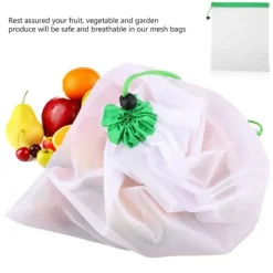 16 stk. genanvendelige vaskbare grøntsags- og frugtposer med opbevaringspose med snørelukning Discount
