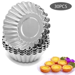 30 stk. æggetærteforme mini aluminium kagemuffinforme dåser pander non-stick cupcake kageforme køkken genanvendelige bageværktøjer Hot