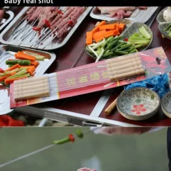 10 stk. grillnåle med træhåndtag grillspyd i rustfrit stål Hot