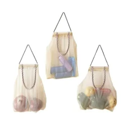 3 stk. hængende netopbevaringsposer til frugt, kartofler, løg, grøntsager, genanvendelige netopbevaringsposer Sale