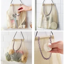 3 stk. hængende netopbevaringsposer til frugt, kartofler, løg, grøntsager, genanvendelige netopbevaringsposer Sale