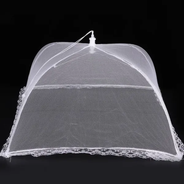 2 stk. husholdningsmadparaply foldbar madopbevaring netovertræk telt køkkentilbehør netkant hvid 43x43cm Best