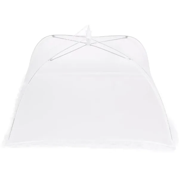 2 stk. husholdningsmadparaply foldbar madopbevaring netovertræk telt køkkentilbehør netkant hvid 43x43cm Best