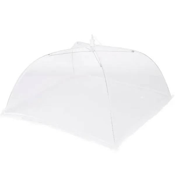 2 stk. husholdningsmadparaply foldbar madopbevaring netovertræk telt køkkentilbehør netkant hvid 43x43cm Best