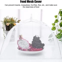 2 stk. husholdningsmadparaply foldbar madopbevaring netovertræk telt køkkentilbehør netkant hvid 43x43cm Best