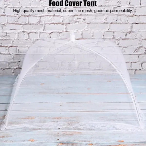 2 stk. husholdningsmadparaply foldbar madopbevaring netovertræk telt køkkentilbehør netkant hvid 43x43cm Best