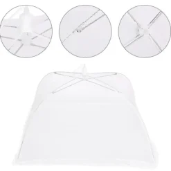 2 stk. husholdningsmadparaply foldbar madopbevaring netovertræk telt køkkentilbehør netkant hvid 43x43cm Best