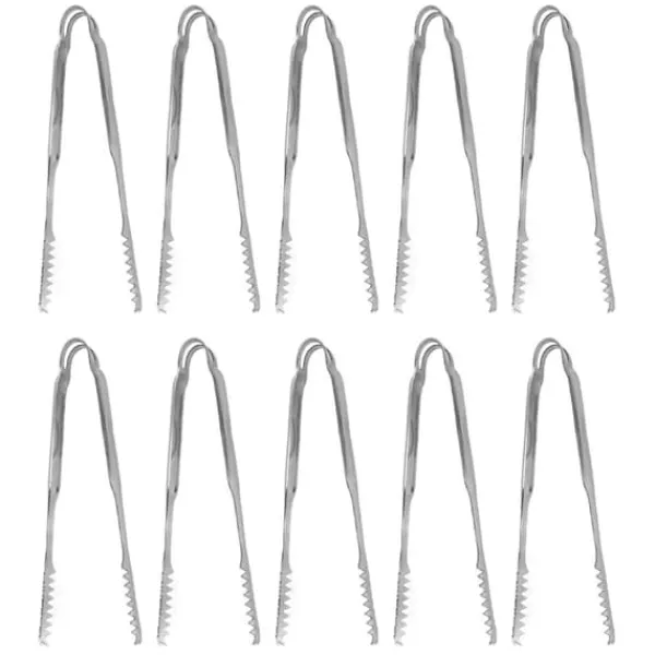 Køkkentænger>10 STK Istænger Madtænger Rustfrit stål Nem at rengøre Stærkt greb Alsidig til festkøkken Grill BBQ Bar 22,8 cm / 9in