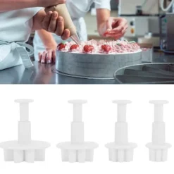 4 stk. kagedekorationsforme blomstermønster fondant udstikkerform gør-det-selv bageredskaber Hot