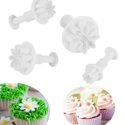 4 stk. kagedekorationsforme blomstermønster fondant udstikkerform gør-det-selv bageredskaber Hot