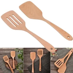 2 stk. Køkken Turner Spatel Sæt Træ Miljøvenlig Højtemperaturbestandig Non Stick køkkenredskaber Hot