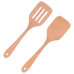 2 stk. Køkken Turner Spatel Sæt Træ Miljøvenlig Højtemperaturbestandig Non Stick køkkenredskaber Hot