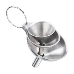 3 stk. køkkentragtsæt i rustfrit stål - lille, mellem, stor til æteriske olier, krydderier, parfume, pulver, flasker og kolbe med drypsikring Best