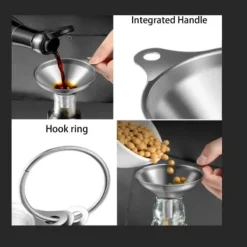 3 stk. køkkentragtsæt i rustfrit stål - lille, mellem, stor til æteriske olier, krydderier, parfume, pulver, flasker og kolbe med drypsikring Best