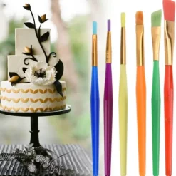 6 stk. lille fondant kage farvelægning pen dekoration børste farvelægning sukker håndværk bageværktøj Outlet