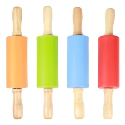 4 stk. mini kagerulle med træhåndtag, non-stick silikone kageruller til hjemmekøkken, bageværktøj til børn Best