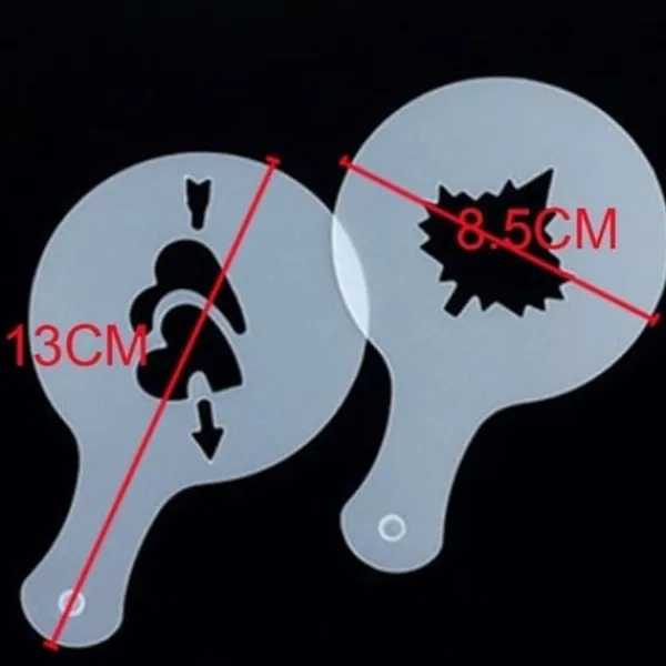 Mad- & Drikkeskabeloner>16 stk. plastik cappuccino kaffe skum spray skabelon skabeloner gør-det-selv dekoration kaffe trykform