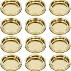 12 stk. rustfri stål delte låg til glas, runde, lækagesikre forseglinger, køkkenudstyr (XH00179 guld) Clearance