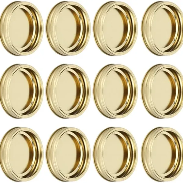 12 stk. rustfri stål delte låg til glas, runde, lækagesikre forseglinger, køkkenudstyr (XH00179 guld) Clearance