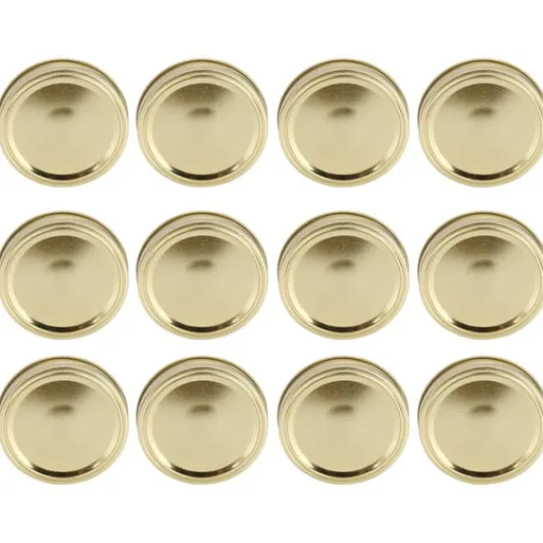 12 stk. rustfri stål delte låg til glas, runde, lækagesikre forseglinger, køkkenudstyr (XH00179 guld) Clearance