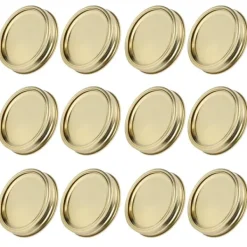 12 stk. rustfri stål delte låg til glas, runde, lækagesikre forseglinger, køkkenudstyr (XH00179 guld) Clearance