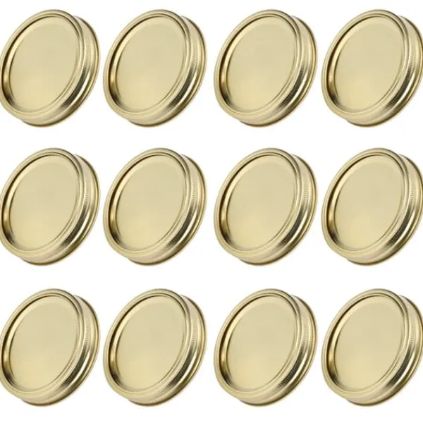 12 stk. rustfri stål delte låg til glas, runde, lækagesikre forseglinger, køkkenudstyr (XH00179 guld) Clearance