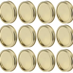 12 stk. rustfri stål delte låg til glas, runde, lækagesikre forseglinger, køkkenudstyr (XH00179 guld) Clearance