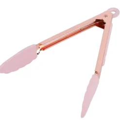 1 stk. rustfri stål grilltang non-stick kødklemme med ophængningshul (lyserød) Sale