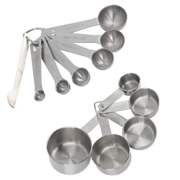 Målebægere & Måleskeer>12 stk. rustfri stål målebægre skeer sæt køkken måleværktøj til madlavning bagning