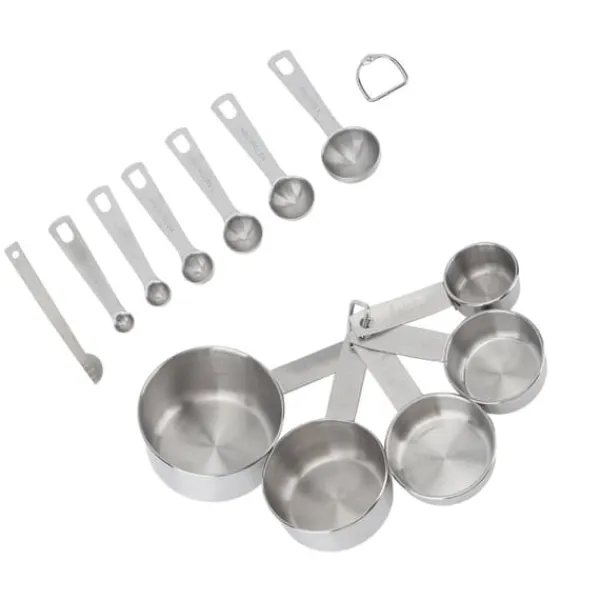 Målebægere & Måleskeer>12 stk. rustfri stål målebægre skeer sæt køkken måleværktøj til madlavning bagning