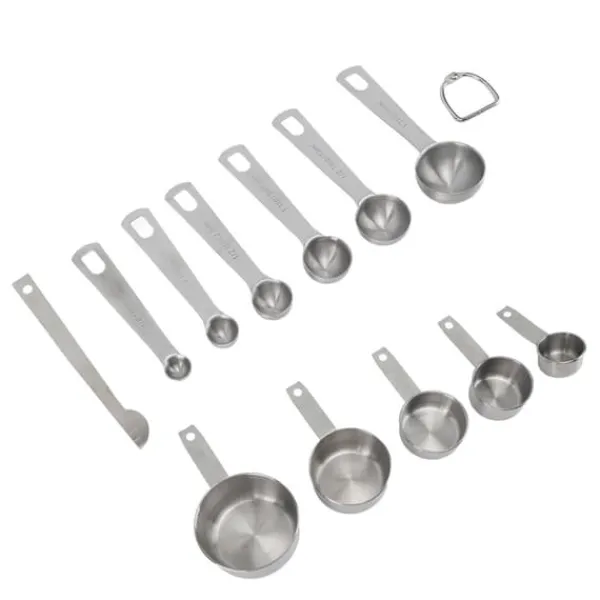 Målebægere & Måleskeer>12 stk. rustfri stål målebægre skeer sæt køkken måleværktøj til madlavning bagning