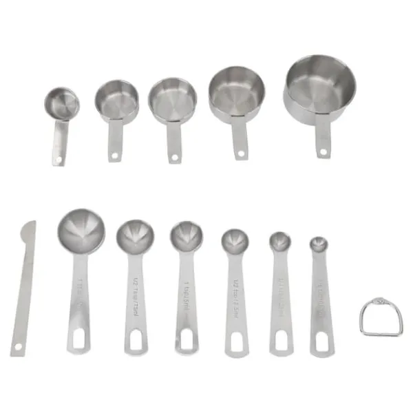 Målebægere & Måleskeer>12 stk. rustfri stål målebægre skeer sæt køkken måleværktøj til madlavning bagning