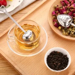 4 stk. rustfrit stål hjerteformet teinfuser med langt skaftfilter til løs te Outlet