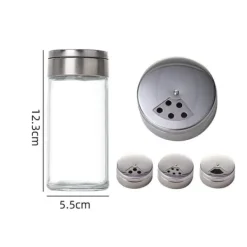 Salt- & Peberstrøere>4 stk. salt- og peberbøssesæt 200 ml glaskrydderibeholdere med justerbare hældehuller til bordsalt og krydderidispenser
