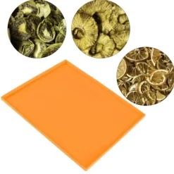 4 stk. silikone dehydratormåtter til fødevarekvalitet, høj temperaturbestandighed, forhindrer fastklæbende frugtdehydratorbakker med kant, orange Clearance