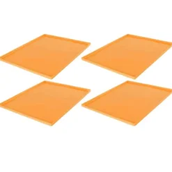 4 stk. silikone dehydratormåtter til fødevarekvalitet, høj temperaturbestandighed, forhindrer fastklæbende frugtdehydratorbakker med kant, orange Clearance