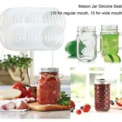 10 stk. silikonepakninger, udskiftning, lufttætte silikonepakningsringe til almindelig mundglas New