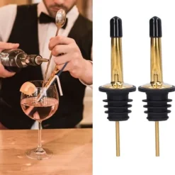 10 stk. spiritusskænkeprop i rustfrit stål til vin, barværktøj til bar, hjemmerestauranter (guld, sort, kort hætte) Best