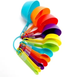 12 stk. spiseskefulde målebægersæt plastik PP gradueret måleske til konditori køkken bageværktøj Clearance