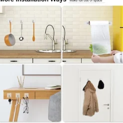 9 stk stærke klæbekroge, selvklæbende vægkroge til ophængning af nøgler, håndklæder, frakker, skadefri vægbeslag til badeværelse, køkken Sale