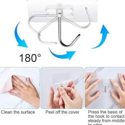 9 stk stærke klæbekroge, selvklæbende vægkroge til ophængning af nøgler, håndklæder, frakker, skadefri vægbeslag til badeværelse, køkken Sale