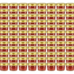 96 stk. Syltetøjsglas med guldfarvet låg - 110 ml | Farve: Gennemsigtigt | Størrelse: 110 ml Clearance