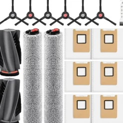 17 stk. Tilbehørssæt Kompatibelt med Eufy RoboVac E28 Omni/E25 Omni - Hovedbørster, Sidebørster, Støvposer Hot