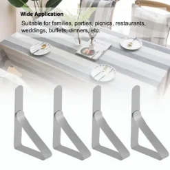 4 stk. vindtætte dugklemmer i rustfrit stål til borddækning Online