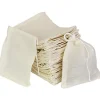 Opbevaringsposer Til Hjemmet>30 stk. 10x15 cm, naturlige ublegede bomuldsposer til krydderier/urter/tebreve, muslinposer til husholdningsartikler