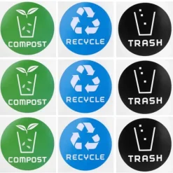 60 stk./sæt runde genbrugsaffaldskompostklistermærker til skraldespande, affaldsbeholdere, genbrugsbeholdere Sale